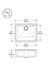 Evier sous-plan modèle BESU2522-A – spec – Belleza Plomberie